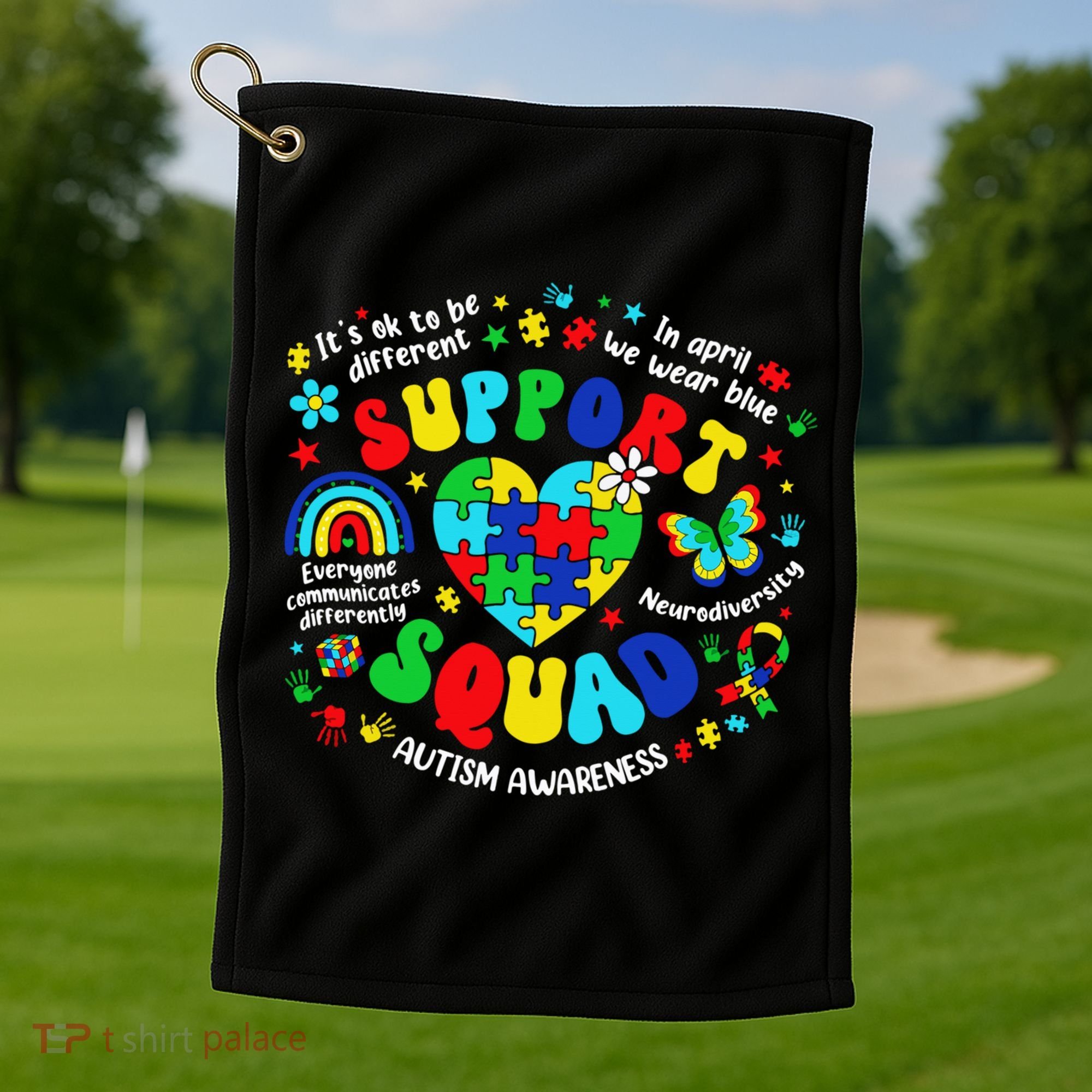 Family Autism Support Squad Autism Awareness Sped Teacher Golf Towel