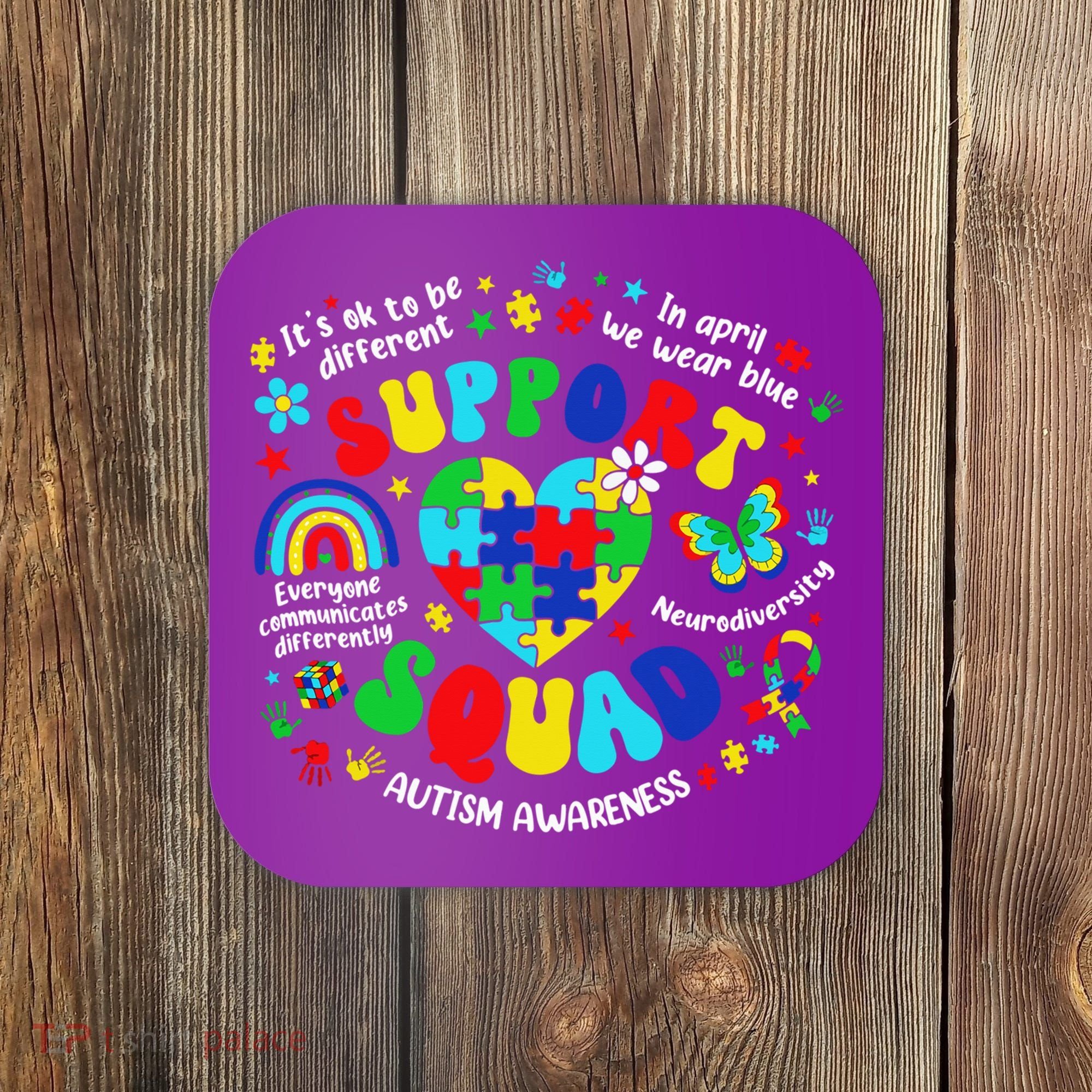 Family Autism Support Squad Autism Awareness Sped Teacher Coaster