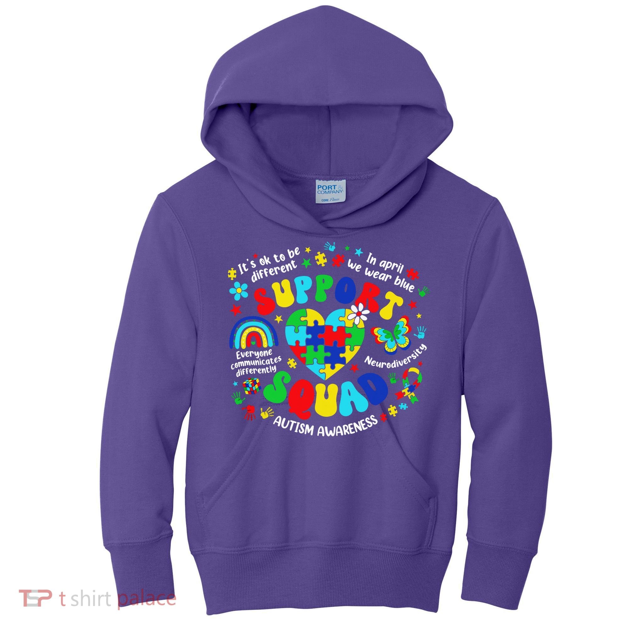 Family Autism Support Squad Autism Awareness Sped Teacher Kids Hoodie
