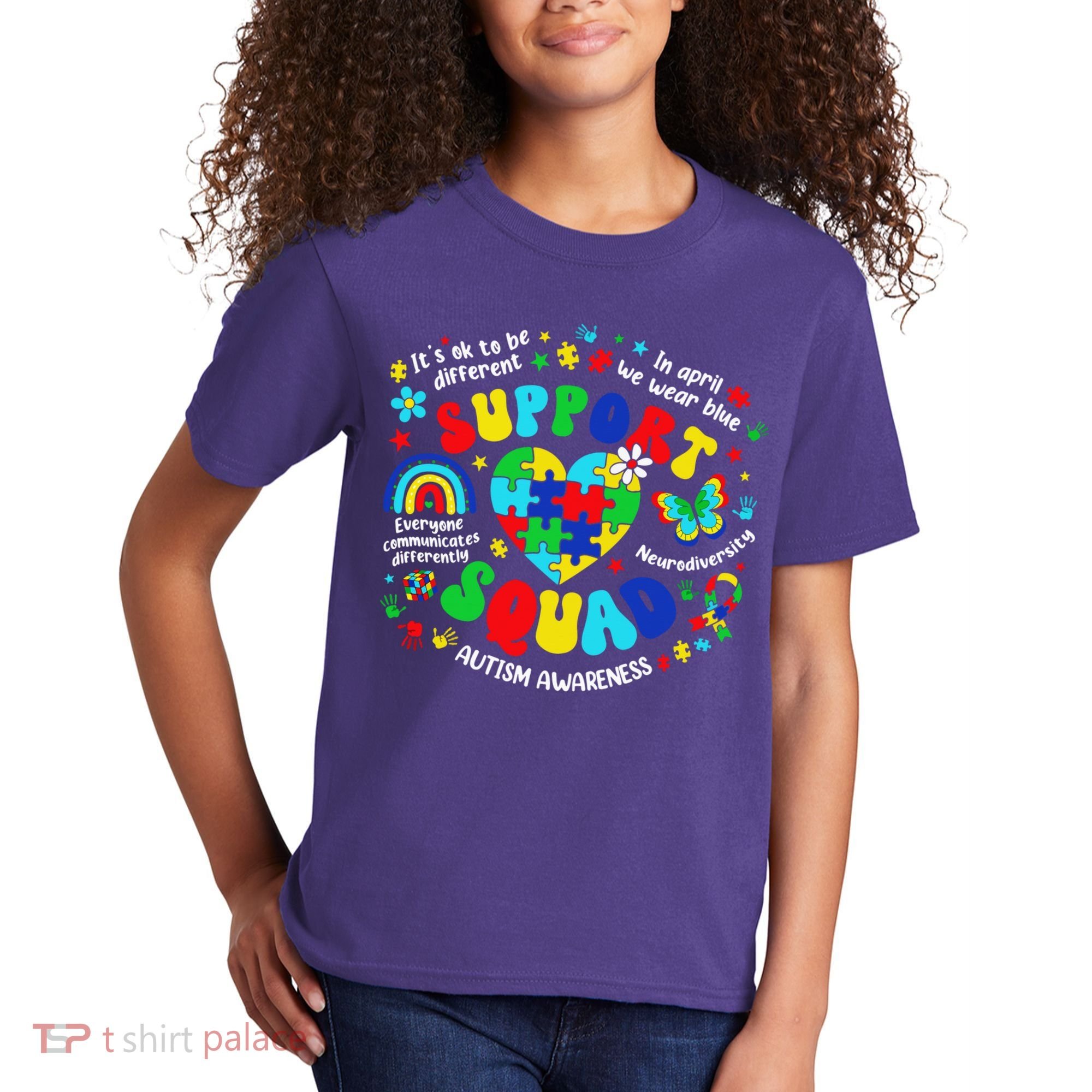 Family Autism Support Squad Autism Awareness Sped Teacher Kids T-Shirt
