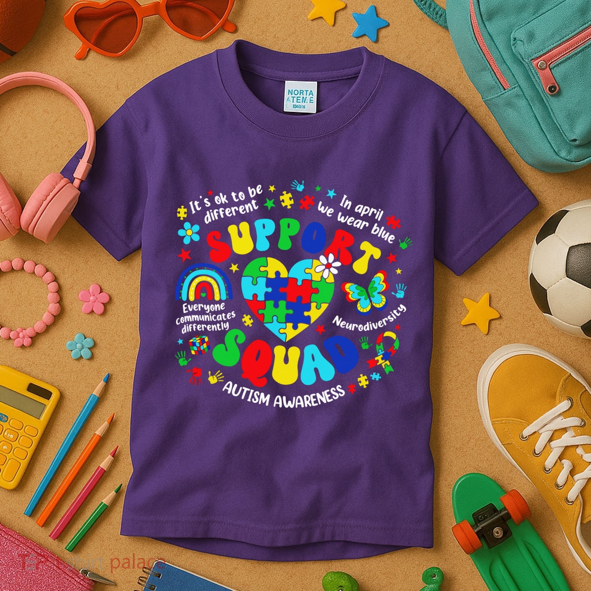 Family Autism Support Squad Autism Awareness Sped Teacher Kids T-Shirt