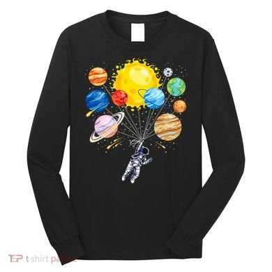 Funny Astronaut Space Balloon Planet Science Solar System Long Sleeve Shirt