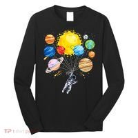 Funny Astronaut Space Balloon Planet Science Solar System Long Sleeve Shirt thumb 0