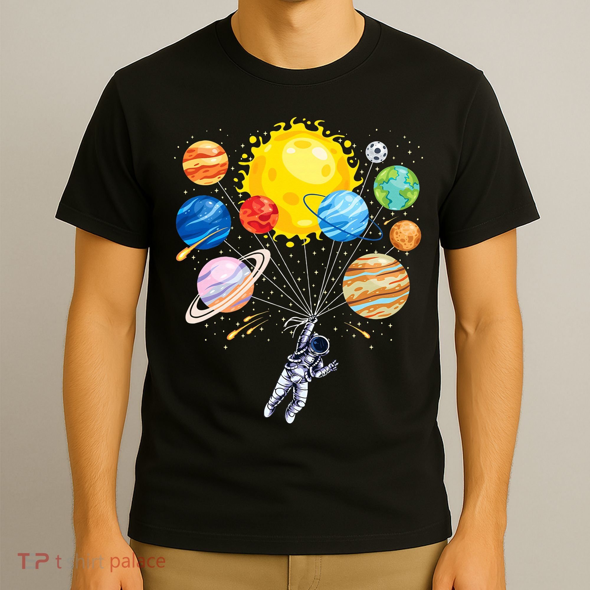 Funny Astronaut Space Balloon Planet Science Solar System T-Shirt