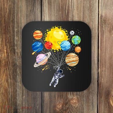 Funny Astronaut Space Balloon Planet Science Solar System Coaster
