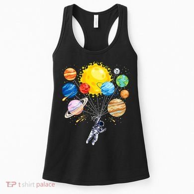 Funny Astronaut Space Balloon Planet Science Solar System Women's Tank Top