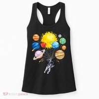Funny Astronaut Space Balloon Planet Science Solar System Women's Tank Top thumb 0
