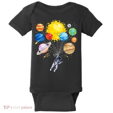 Funny Astronaut Space Balloon Planet Science Solar System Baby Bodysuit