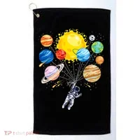 Funny Astronaut Space Balloon Planet Science Solar System Golf Towel thumb 0