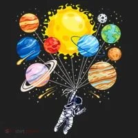 Funny Astronaut Space Balloon Planet Science Solar System Golf Towel thumb 3