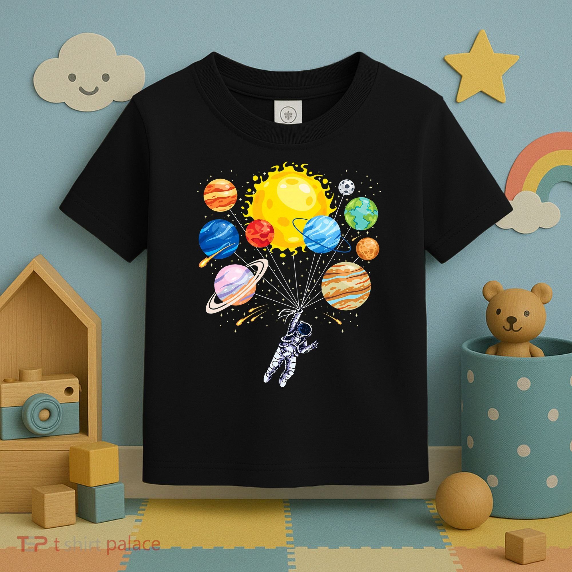 Funny Astronaut Space Balloon Planet Science Solar System Toddler T-Shirt