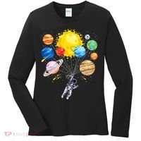 Funny Astronaut Space Balloon Planet Science Solar System Women's Long Sleeve Shirt thumb 0