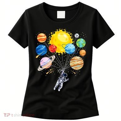 Funny Astronaut Space Balloon Planet Science Solar System Women's T-Shirt