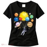 Funny Astronaut Space Balloon Planet Science Solar System Women's T-Shirt thumb 0