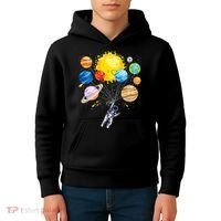 Funny Astronaut Space Balloon Planet Science Solar System Kids Hoodie thumb 4