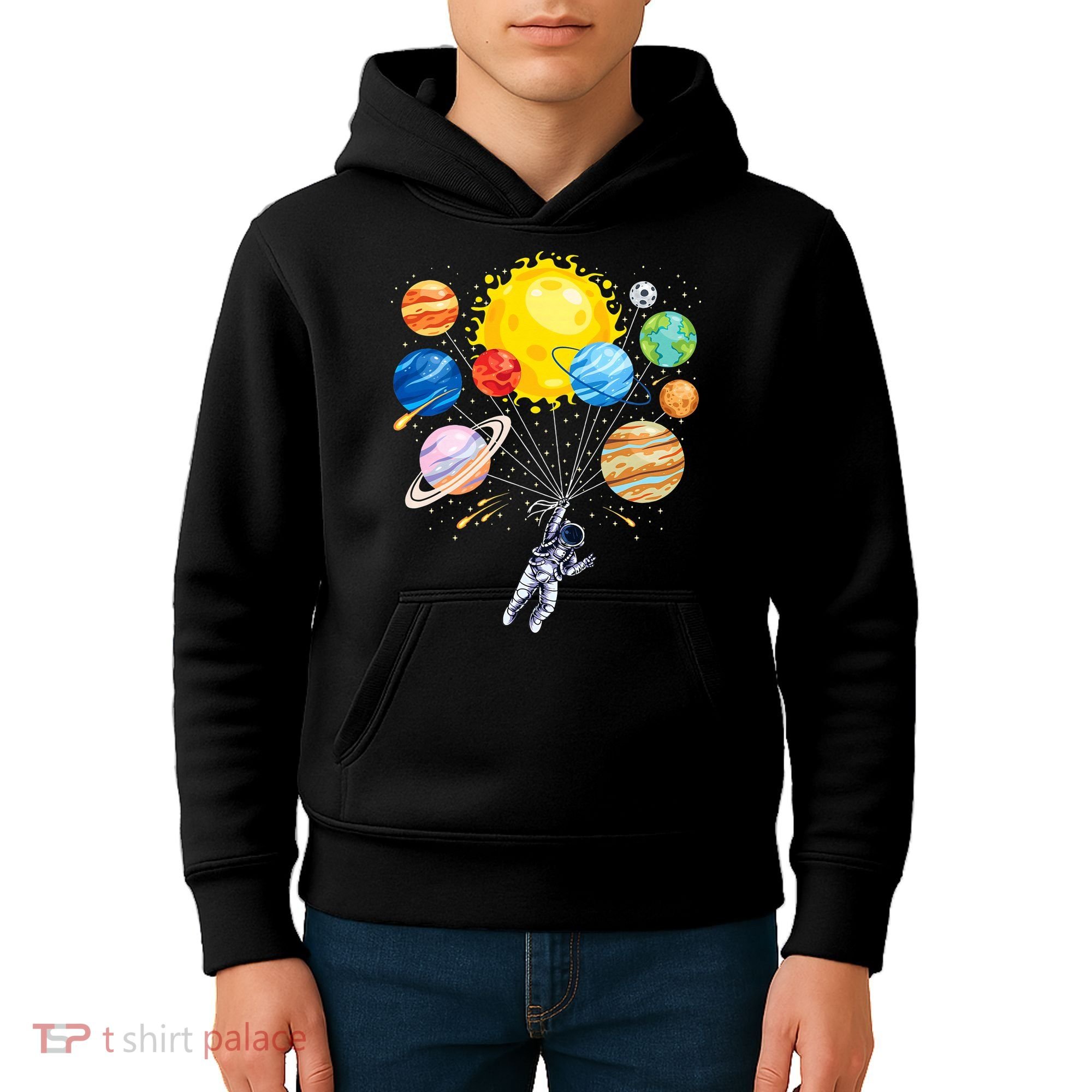 Funny Astronaut Space Balloon Planet Science Solar System Kids Hoodie