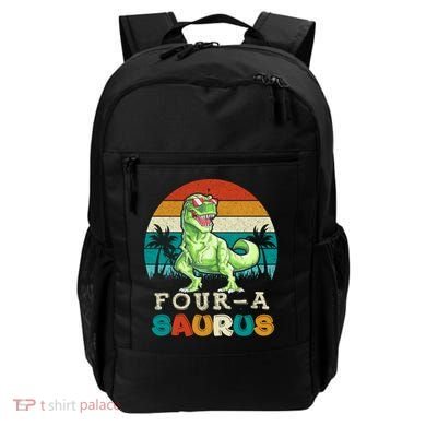 Four A Saurus Birthday T Rex 4 Year Old Dino 4th Dinosaur Gift Backpack