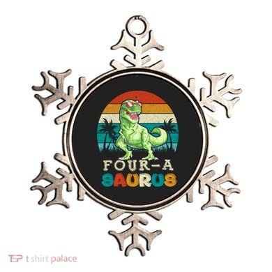 Four A Saurus Birthday T Rex 4 Year Old Dino 4th Dinosaur Gift Ornament