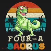 Four A Saurus Birthday T Rex 4 Year Old Dino 4th Dinosaur Gift Ornament thumb 1