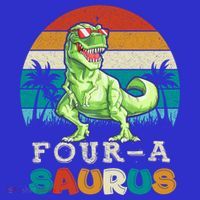 Four A Saurus Birthday T Rex 4 Year Old Dino 4th Dinosaur Gift Kids Sweatshirt thumb 2