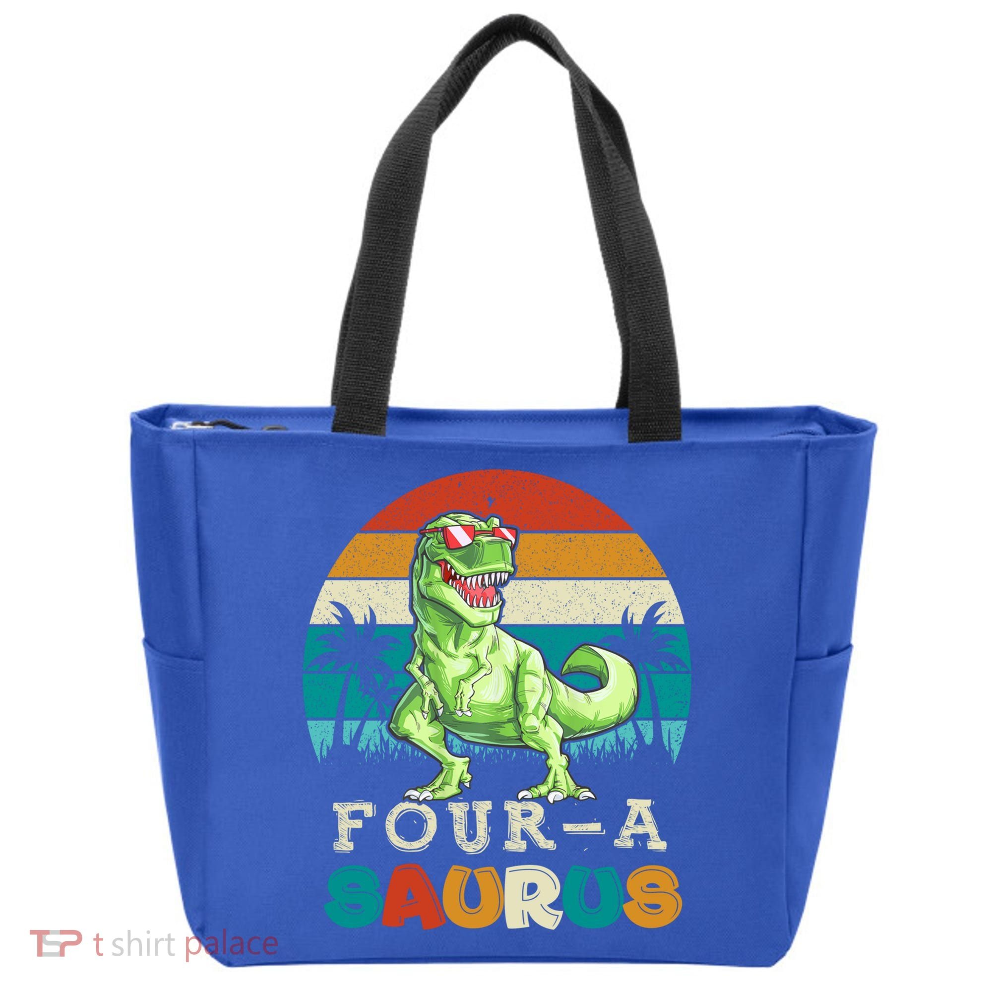 Four A Saurus Birthday T Rex 4 Year Old Dino 4th Dinosaur Gift Tote Bag