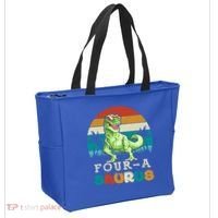 Four A Saurus Birthday T Rex 4 Year Old Dino 4th Dinosaur Gift Tote Bag thumb 2