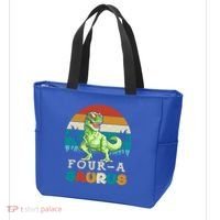 Four A Saurus Birthday T Rex 4 Year Old Dino 4th Dinosaur Gift Tote Bag thumb 3