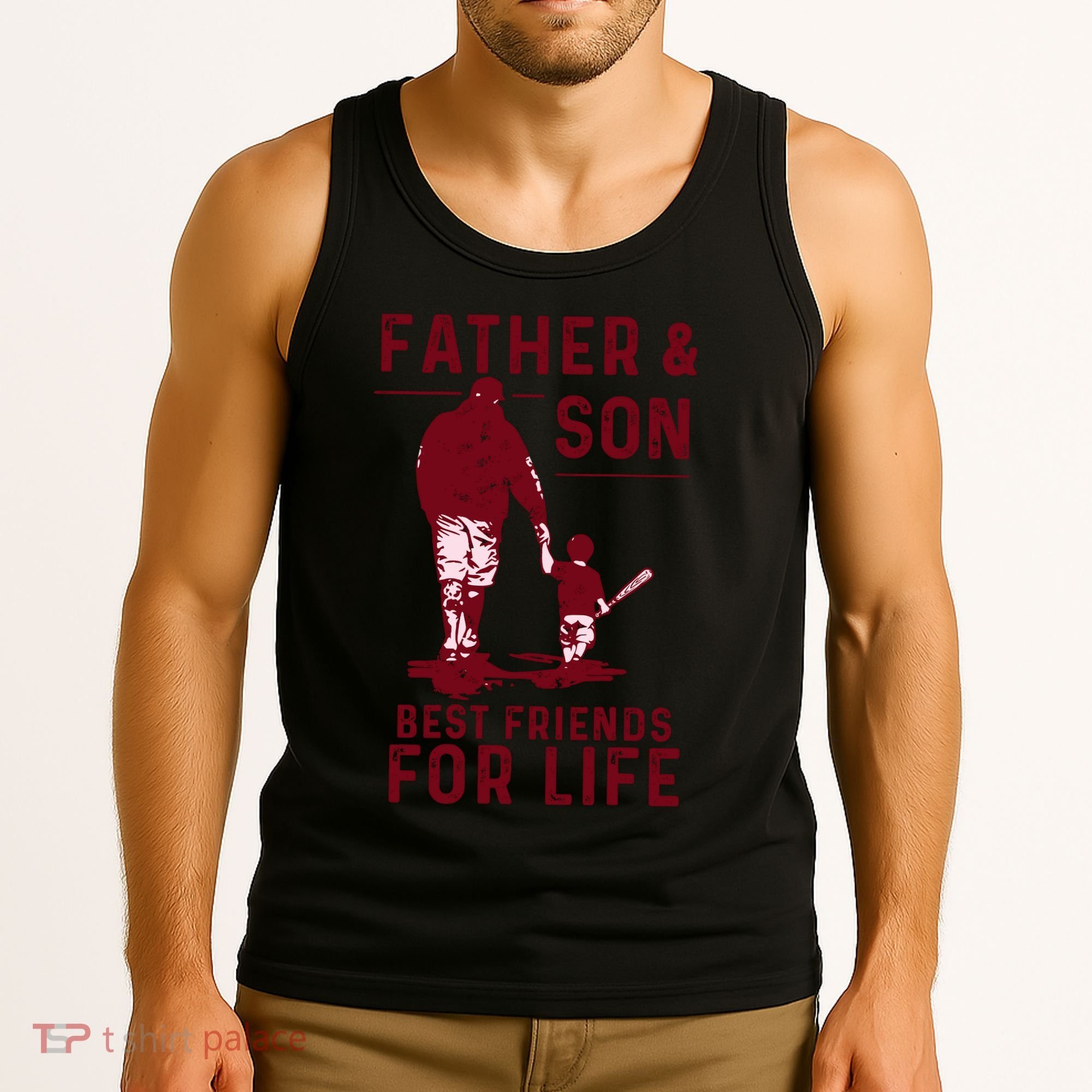 Father And Son Best Friends For Life Baseball Player Dad Son Tank Top