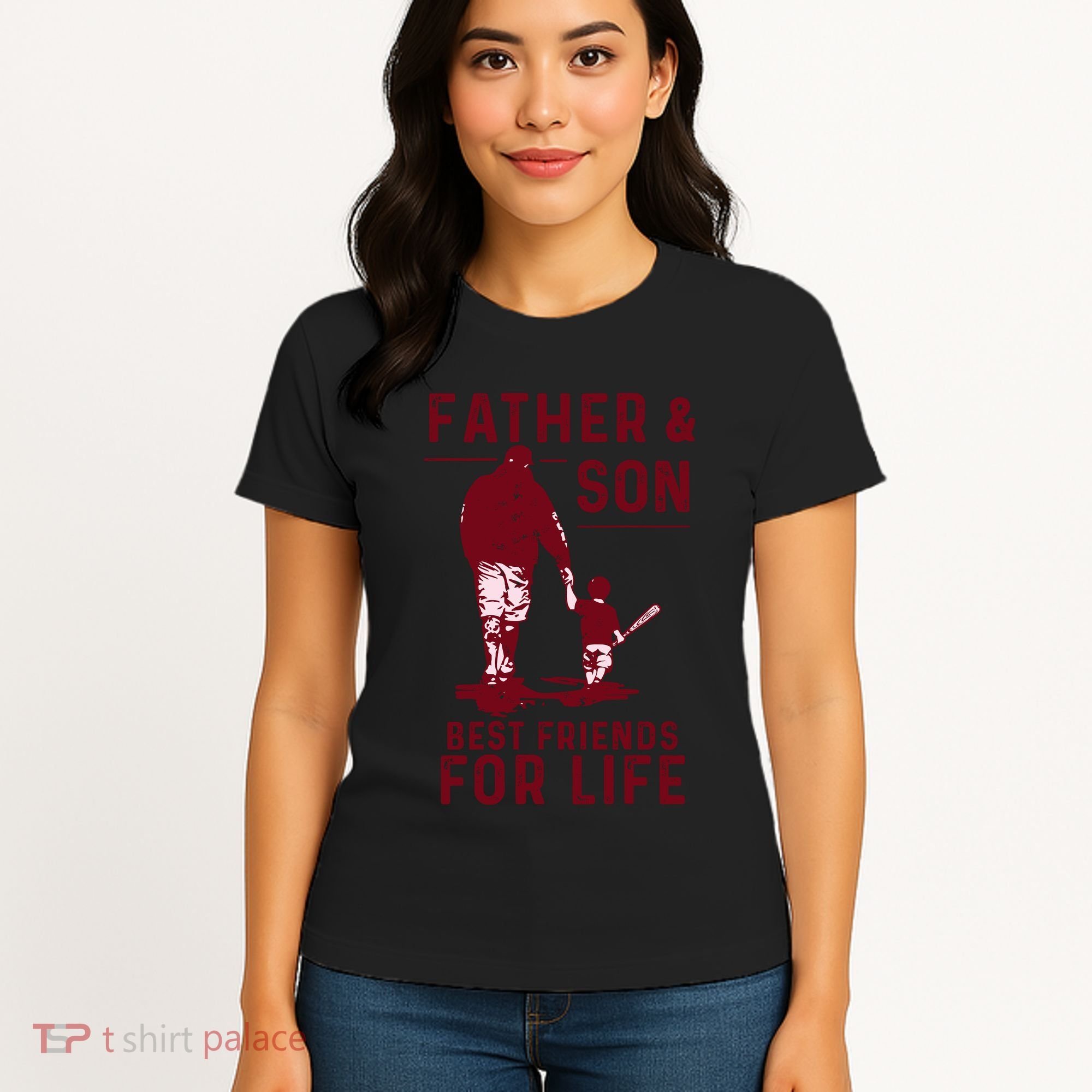 Father And Son Best Friends For Life Baseball Player Dad Son Women's T-Shirt