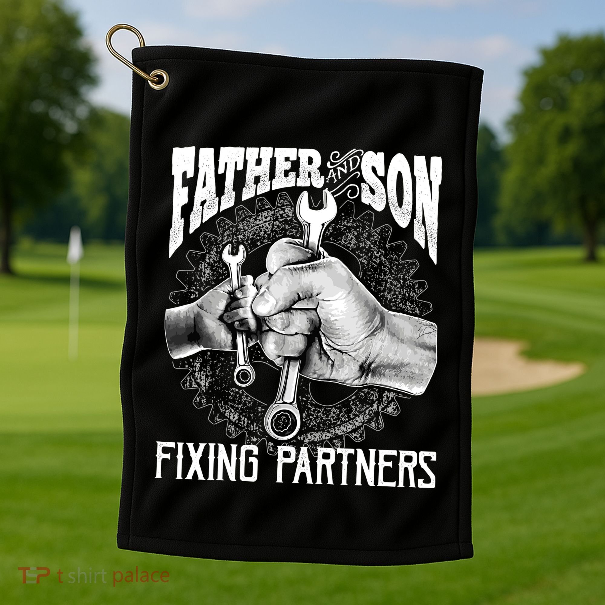 Father And Son Mechanic Mechanic FatherS Day Gift Golf Towel