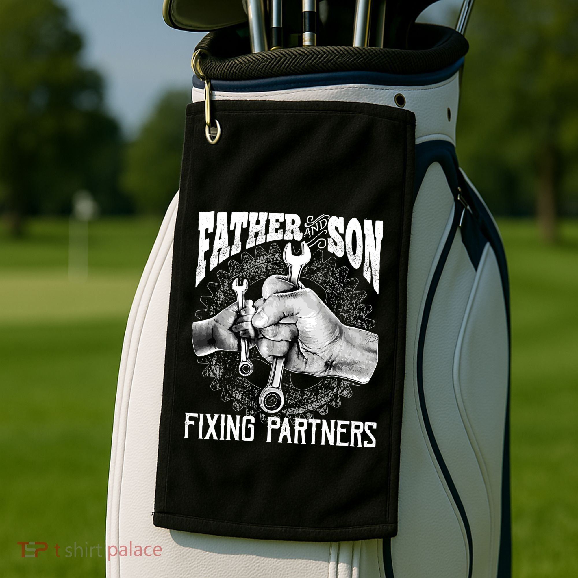 Father And Son Mechanic Mechanic FatherS Day Gift Golf Towel