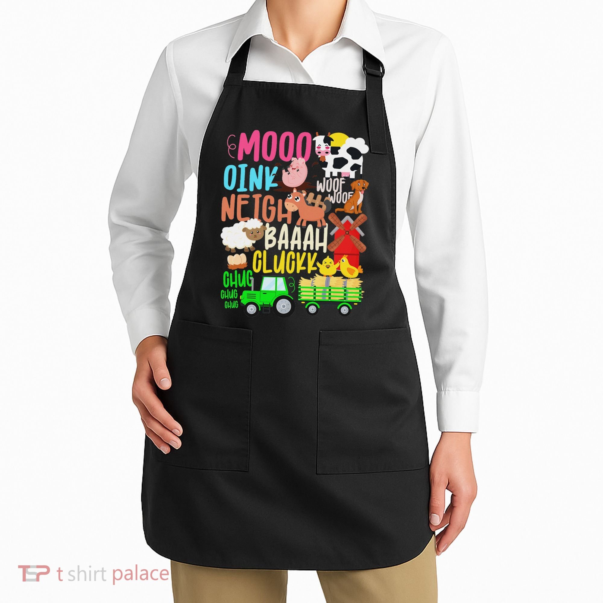 Farm Animals Sounds Oink Baa Neigh Cluck Moo Farmer Apron
