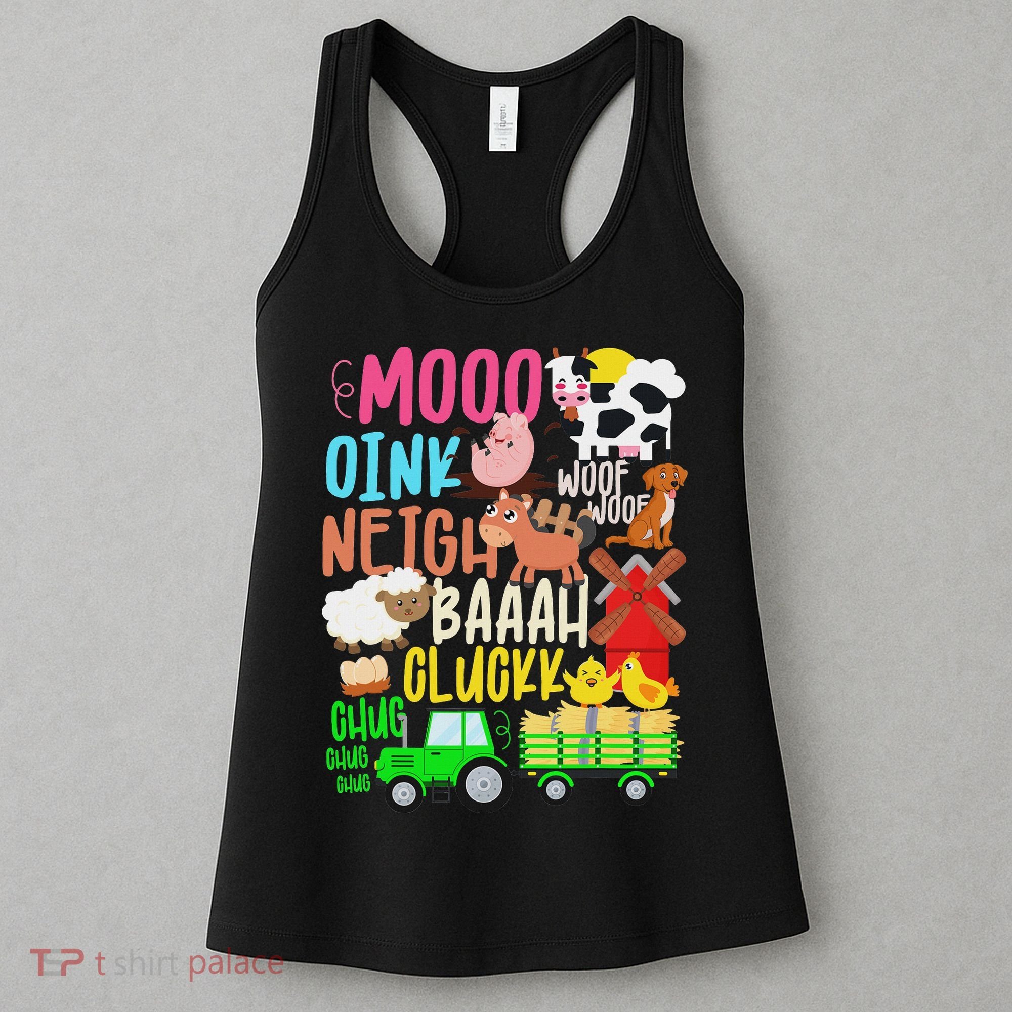 Farm Animals Sounds Oink Baa Neigh Cluck Moo Farmer Women's Tank Top