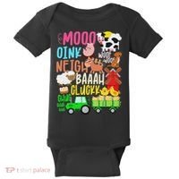 Farm Animals Sounds Oink Baa Neigh Cluck Moo Farmer Baby Bodysuit thumb 0