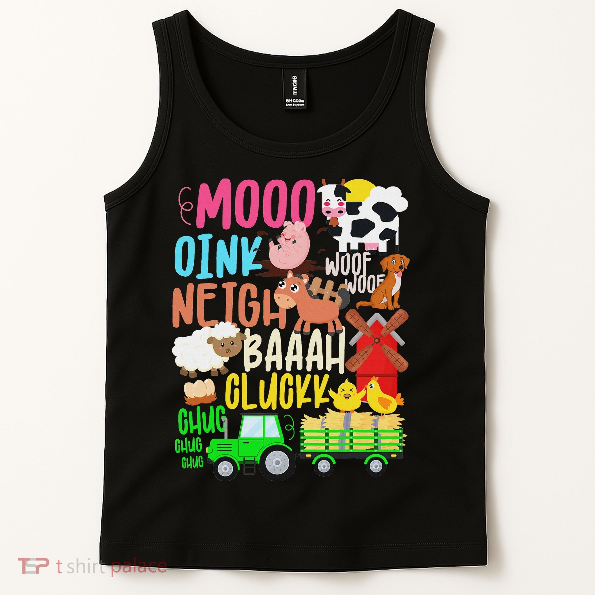 Farm Animals Sounds Oink Baa Neigh Cluck Moo Farmer Tank Top