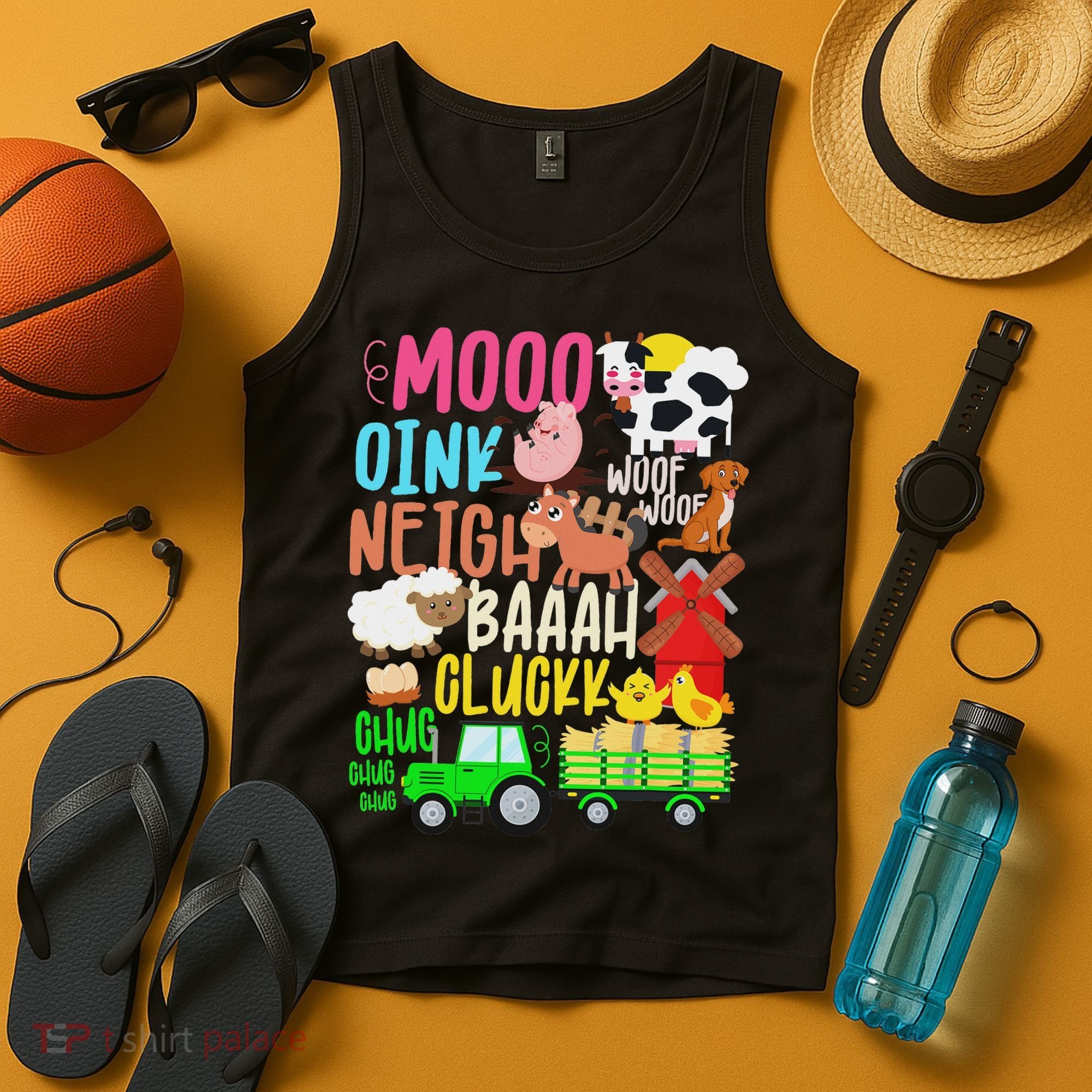 Farm Animals Sounds Oink Baa Neigh Cluck Moo Farmer Tank Top