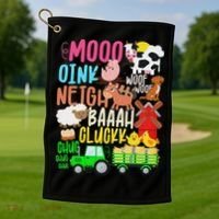 Farm Animals Sounds Oink Baa Neigh Cluck Moo Farmer Golf Towel thumb 1