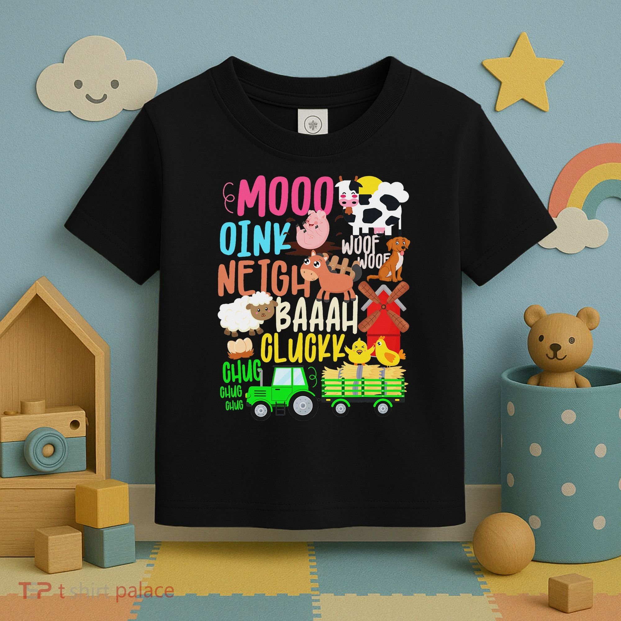 Farm Animals Sounds Oink Baa Neigh Cluck Moo Farmer Toddler T-Shirt