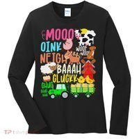 Farm Animals Sounds Oink Baa Neigh Cluck Moo Farmer Women's Long Sleeve Shirt thumb 0