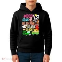 Farm Animals Sounds Oink Baa Neigh Cluck Moo Farmer Kids Hoodie thumb 4