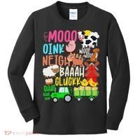 Farm Animals Sounds Oink Baa Neigh Cluck Moo Farmer Kids Long Sleeve Shirt thumb 0