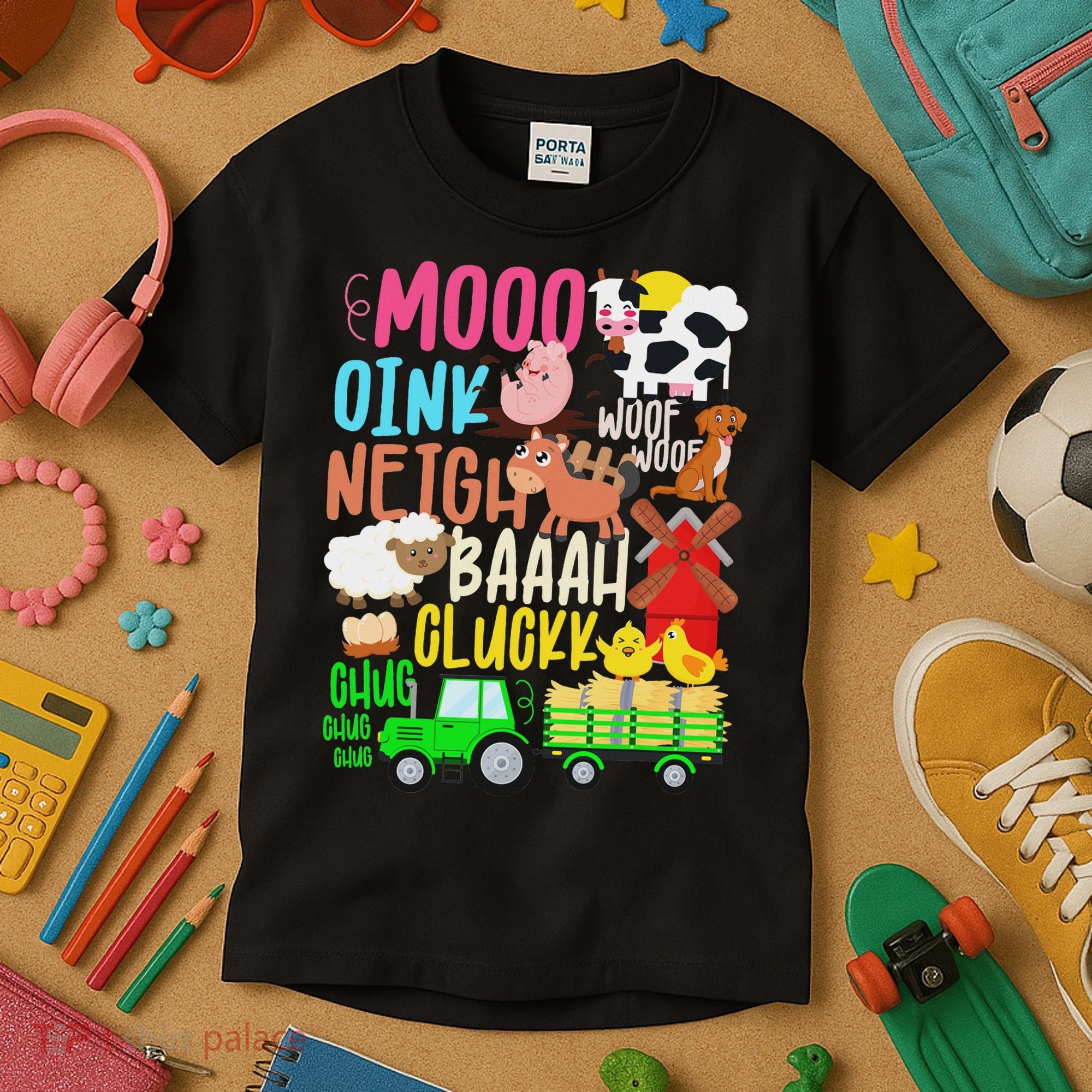 Farm Animals Sounds Oink Baa Neigh Cluck Moo Farmer Kids T-Shirt