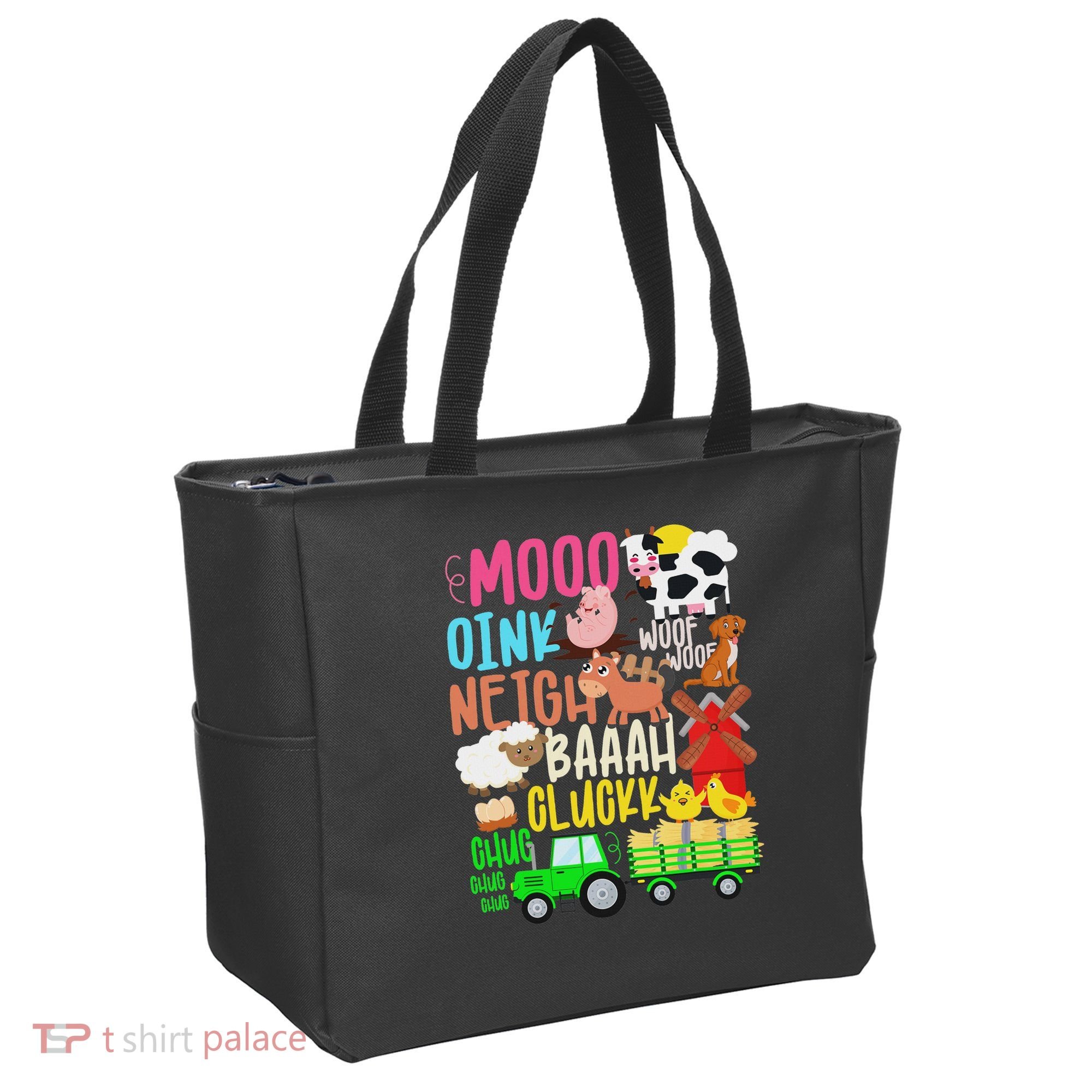 Farm Animals Sounds Oink Baa Neigh Cluck Moo Farmer Tote Bag