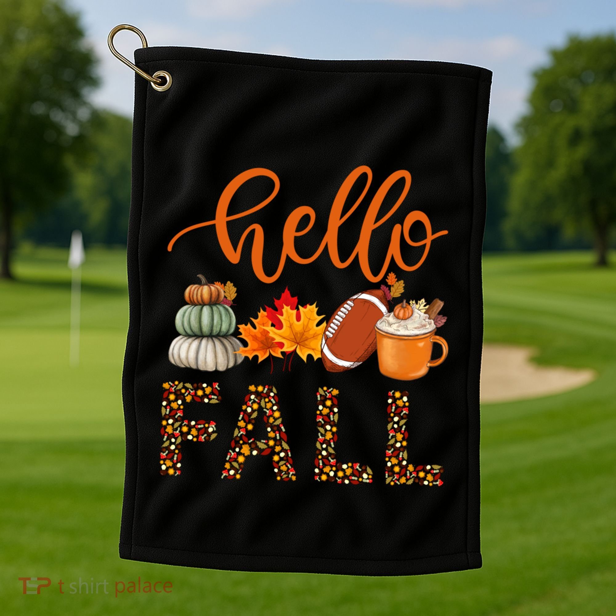 Fall Autumn Seasonal Wear Tis The Season Hello Fall Gift Golf Towel