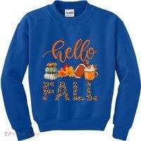 Fall Autumn Seasonal Wear Tis The Season Hello Fall Gift Kids Sweatshirt thumb 0