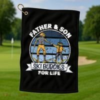 Father And Son Ski Buddies For Life Wintersport Dad Ski Gift Golf Towel thumb 1