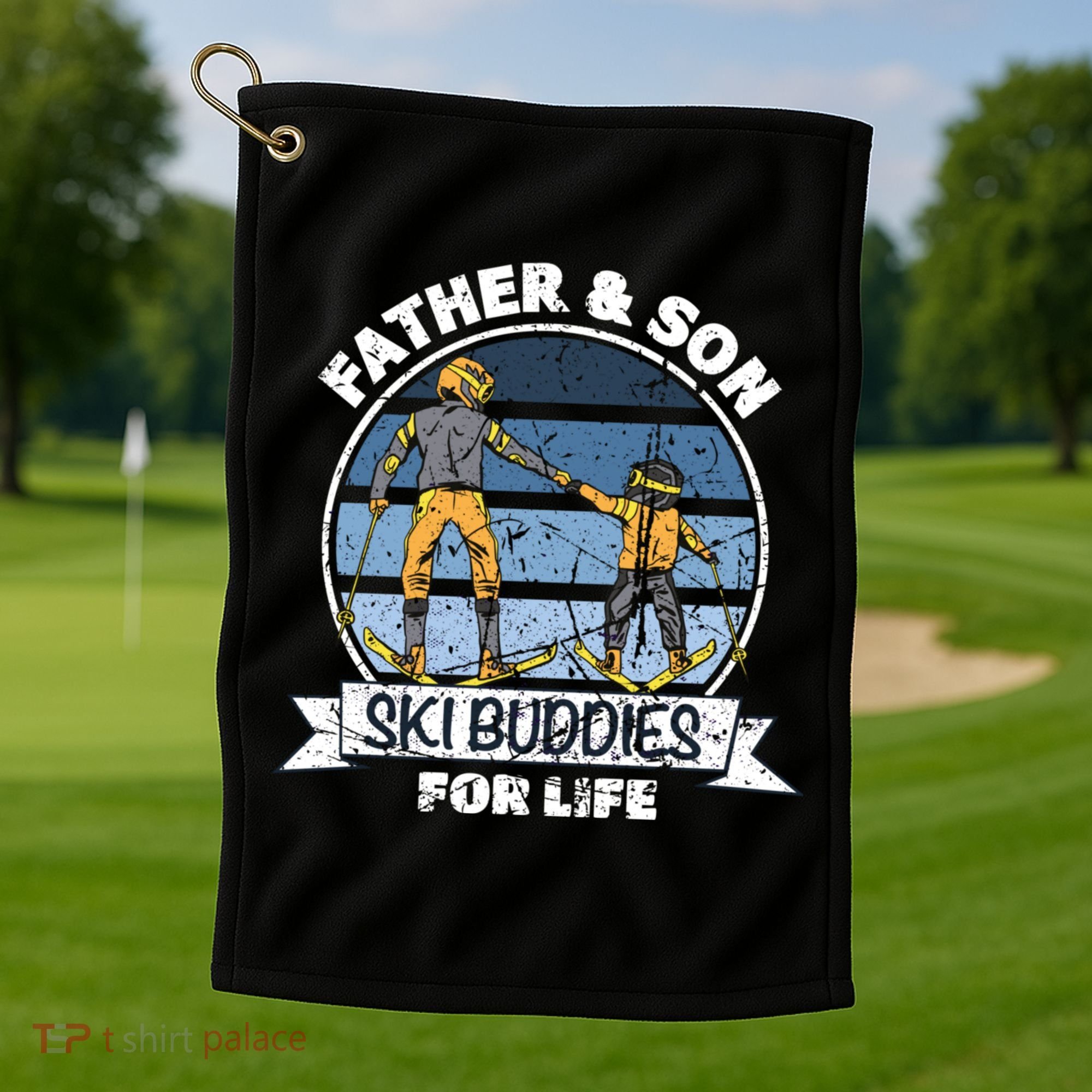 Father And Son Ski Buddies For Life Wintersport Dad Ski Gift Golf Towel