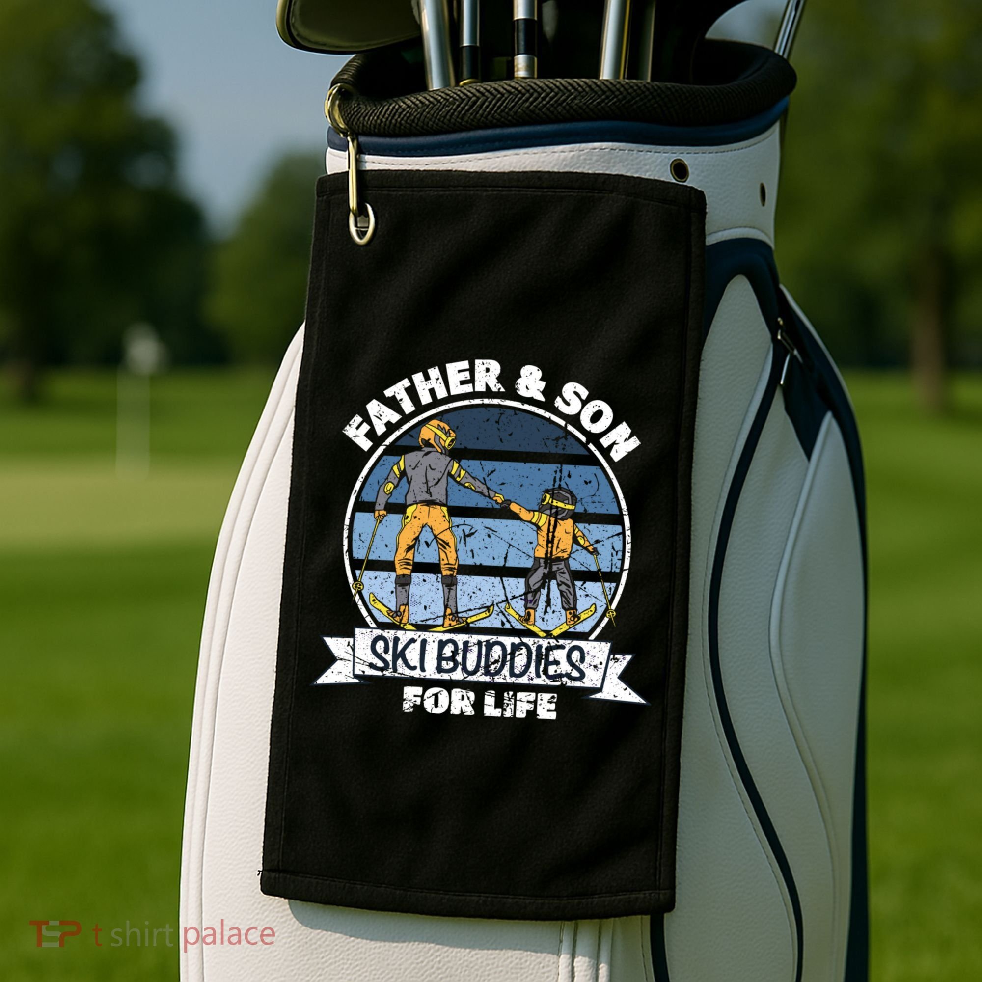 Father And Son Ski Buddies For Life Wintersport Dad Ski Gift Golf Towel