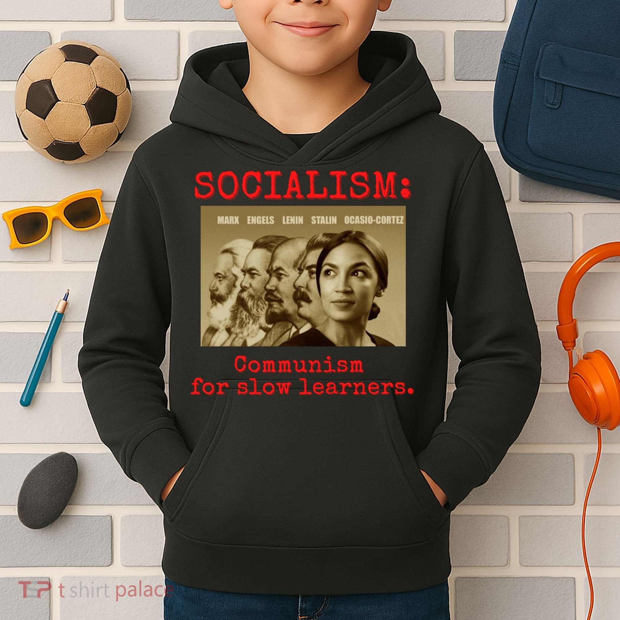 Funny Anti Socialist Conservative 16 Kids Hoodie