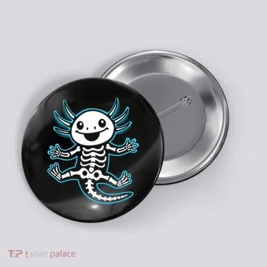 Funny Axolotl Skeleton X-Ray Button